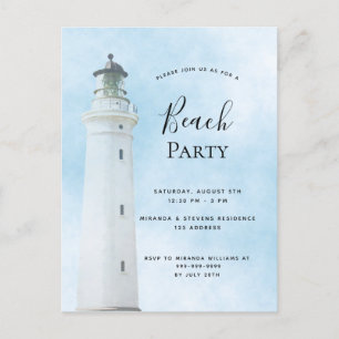 Invitación de verano del fiesta azul del faro