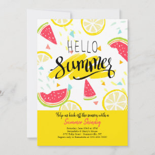 Invitación de verano en amarillo Hello Summer