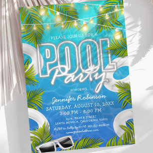 Invitación de verano Fiesta de piscina blanca para