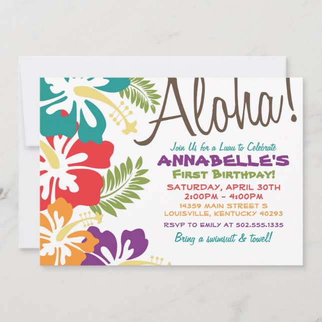 Invitación de verano luau hawaiano (Anverso)