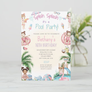 Invitación de verano para una fiesta en la piscina
