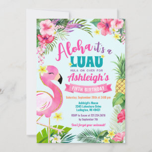 Invitación de verano tropical de cumpleaños de Lua