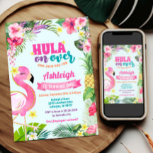 Invitación de verano tropical de cumpleaños de Lua