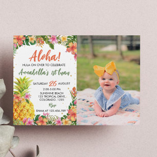 Invitación de verano tropical floral a cumpleaños