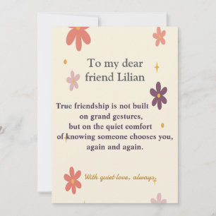 Invitación de verdadera amistad – Tarjeta floral a