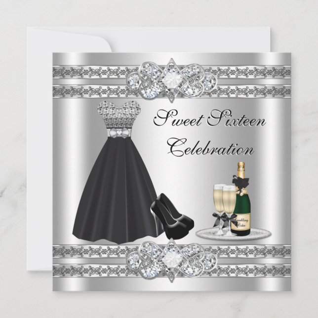 Invitación de Vestido de Cumpleaños de Dieciséis P (Anverso)