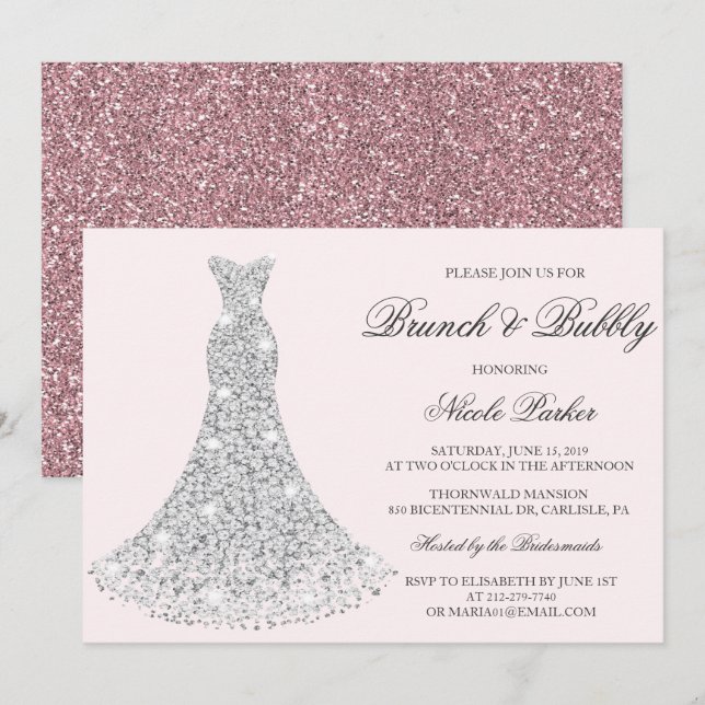 INVITACIÓN DE VESTIDO PARA BRUNCH Y BURBUJAS - CUA (Anverso / Reverso)