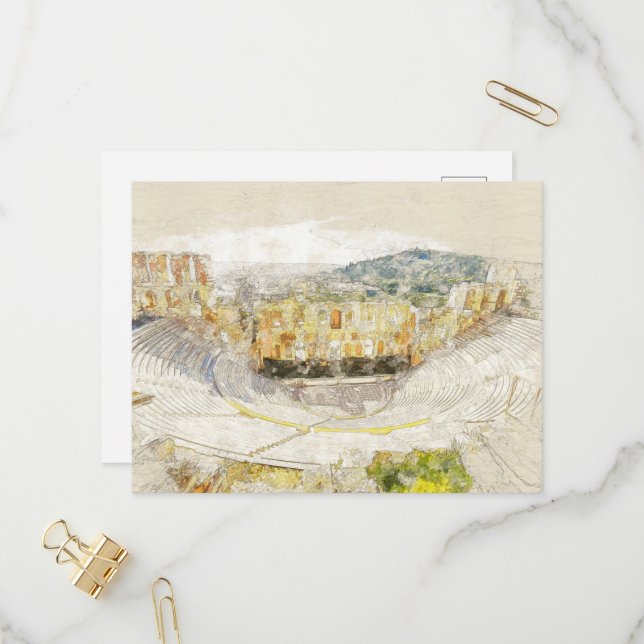 Invitación de viaje al antiguo teatro de Atenas Gr (Anverso/Reverso In Situ)