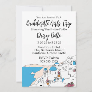 Invitación de viaje de soltera a Santorini