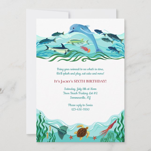 Invitación de vida marina (Anverso)