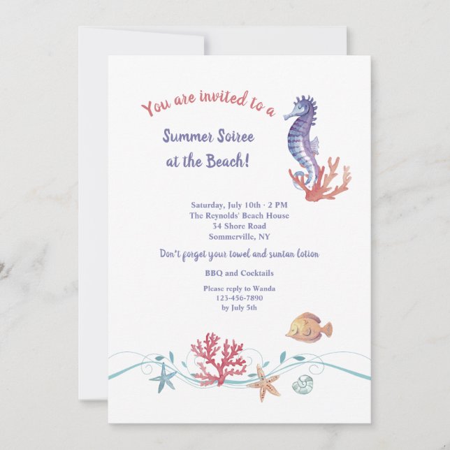 Invitación de vida marina (Anverso)
