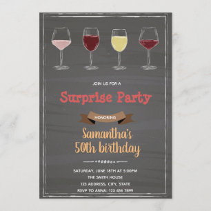 Invitación de vino en pizarra envejecida a la perf