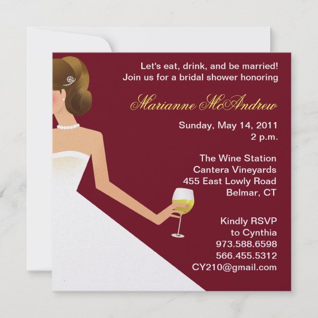 invitación de vino nupcial con perlas (Anverso)