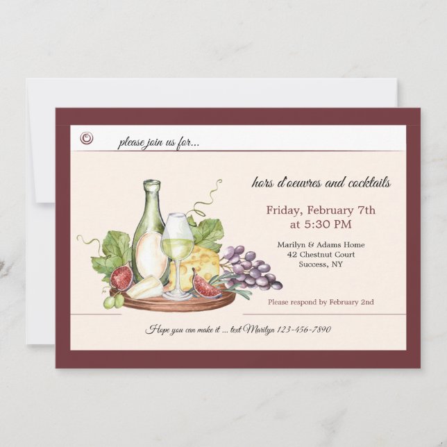 Invitación de Vino y Queso (Anverso)