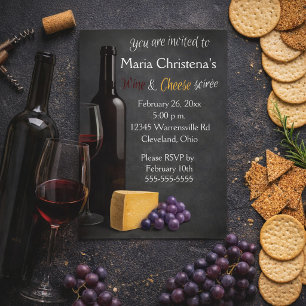 Invitación De Vino Y Queso De Cartón