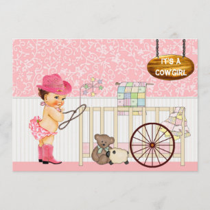 Invitación de Vintage Cowgirl Baby Shower
