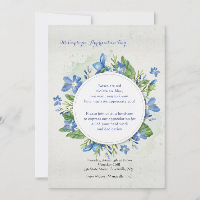 Invitación de Violetas Azules (Anverso)