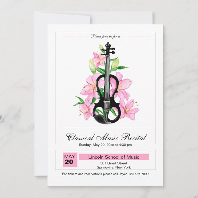Invitación de violín clásico (Anverso)