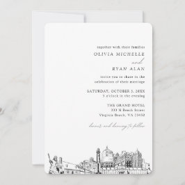 Invitación de Virginia Beach Wedding Elegant Skyli