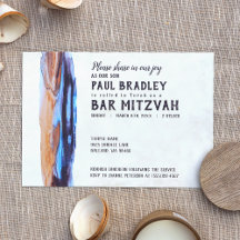 Invitación de Vivid Caramel & Blue Bar Mitzvah