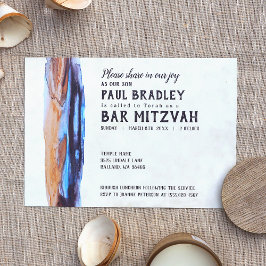 Invitación de Vivid Caramel & Blue Bar Mitzvah