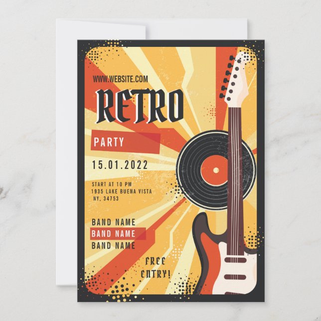 Invitación de volante de fiesta de música retro (Anverso)