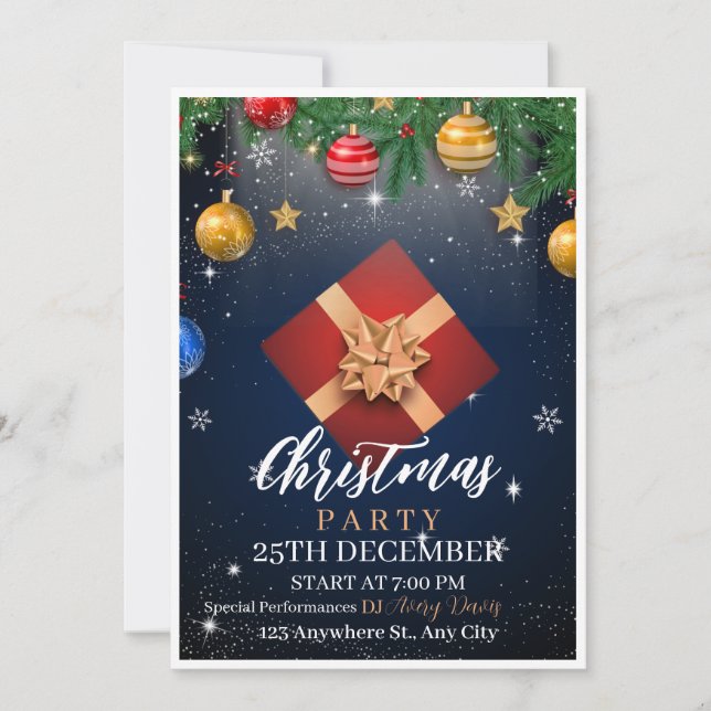 Invitación de volante de Fiesta de Navidades blanc (Anverso)