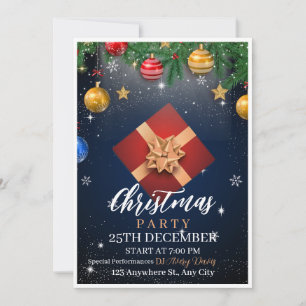 Invitación de volante de Fiesta de Navidades blanc
