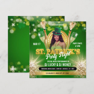 Invitación de Volante de Fiesta Verde y Dorado de 