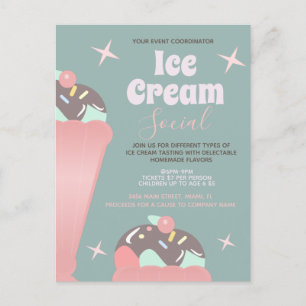 Invitación de Volante de Helado Retro para Social 
