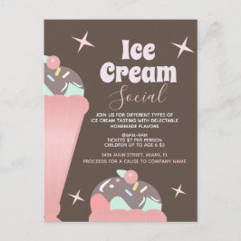 Invitación de Volante de Helado Retro para Social