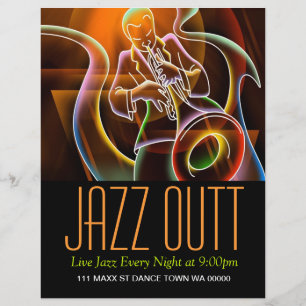 Invitación de volante de músico de jazz