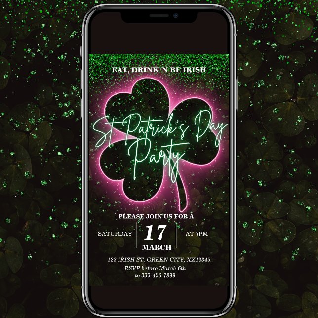 Invitación de Volante de Neon Verde y Rosa de San  (Subido por el creador)