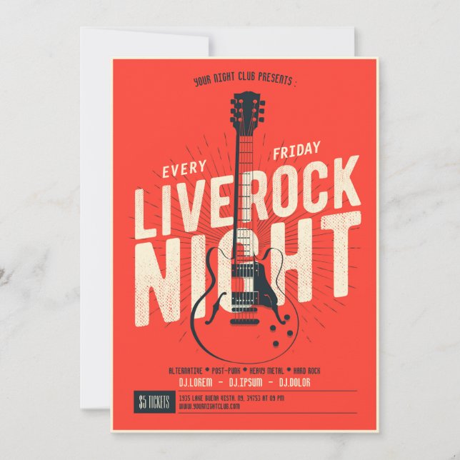 Invitación de volante de promoción musical de rock (Anverso)