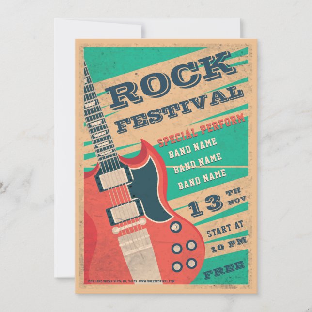 Invitación de volante del festival de rock de músi (Anverso)