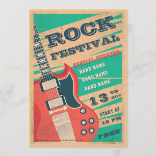 Invitación de volante del festival de rock de músi