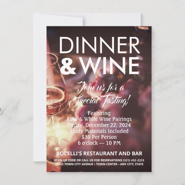 Invitación de Volante Personalizada para Cena y De (Anverso)