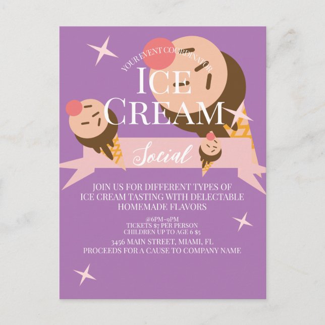 Invitación de Volante Social de Helado Lindo  Mora (Anverso)