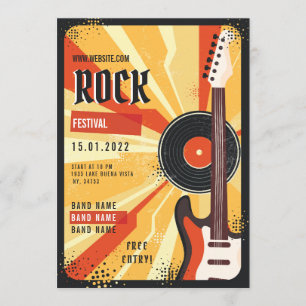 Invitación de volantes del festival de música rock