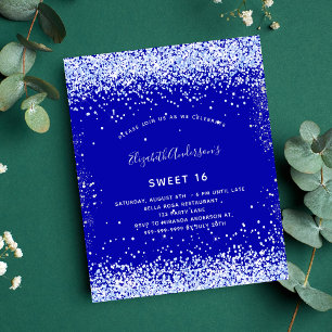 Invitación de volantes real azul blanco para Sweet