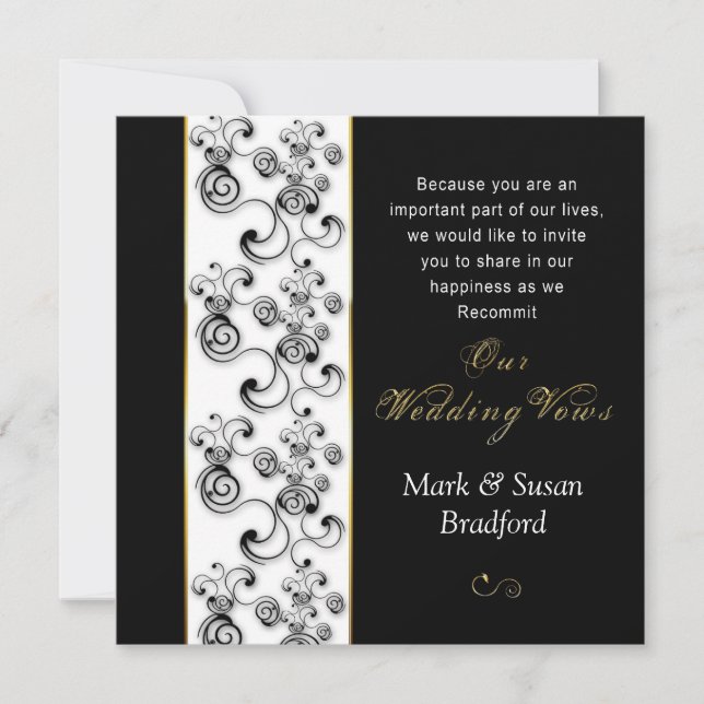 INVITACIÓN DE VOTOS DE BODA RENOVADO - NEGRO/BLANC (Anverso)