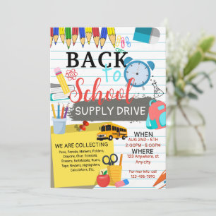 Invitación De vuelta a la escuela el fiesta de fin de verano