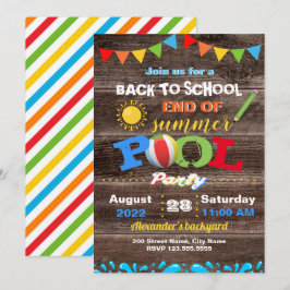Invitación De vuelta a la escuela Fiesta de la piscina de ver