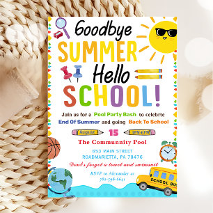 Invitación De vuelta a la escuela GoodBye Summer Hello School