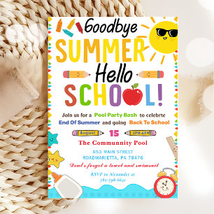 Invitación De vuelta a la escuela GoodBye Summer Hello School