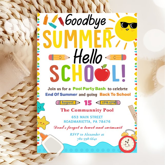 Invitación De vuelta a la escuela GoodBye Summer Hello School (Subido por el creador)