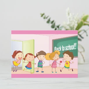 Invitación De vuelta a la escuela niños felices niños aprendi