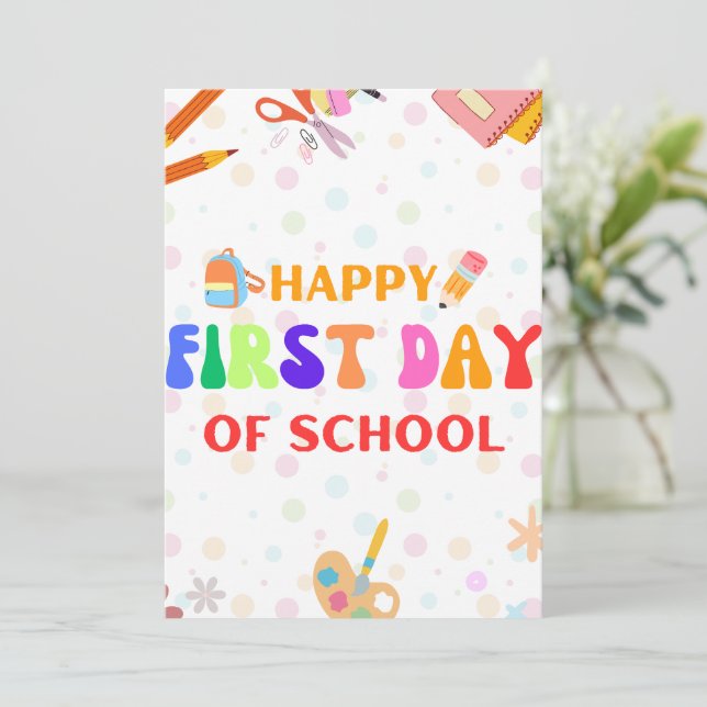 Invitación De Vuelta A La Escuela Vibes Feliz Primer Día De L (Anverso de pie)