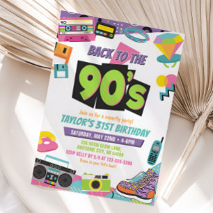 Invitación De vuelta a la fiesta de cumpleaños 90 Retro