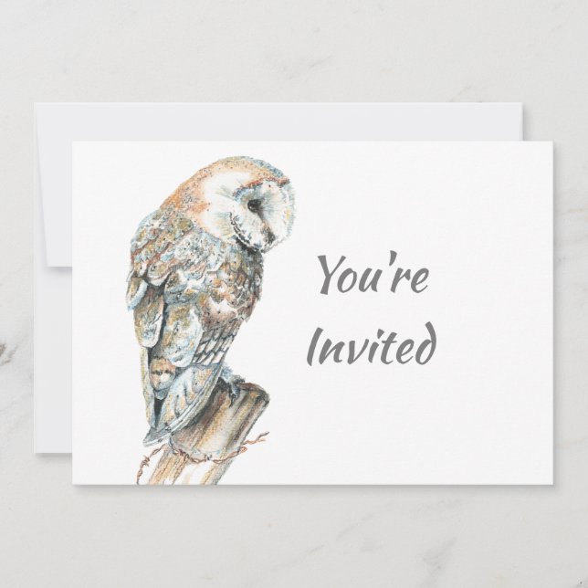 Invitación De vuelta a la naturaleza, búho de barn, pájaro, f (Anverso)